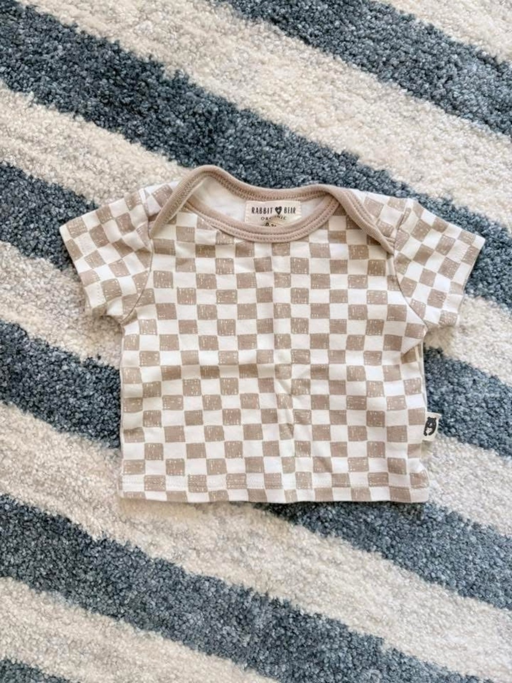 Beige Checkered Baby Tee